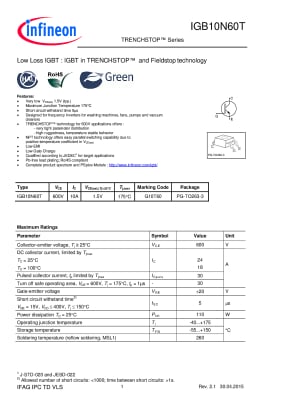 ТранзисторIGBT  IGB10N60 TO-263