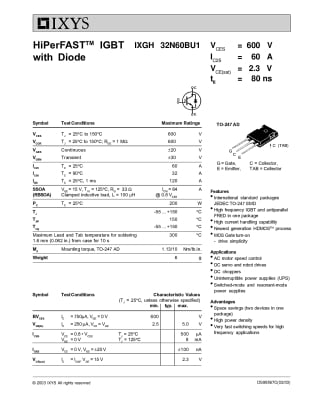 Транзистор IGBT IXGH32N60A TO-247
