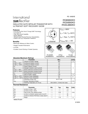 Транзистор IGBT IRGB6B60KD TO-220
