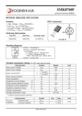 Транзистор SMK0760 TO-220F