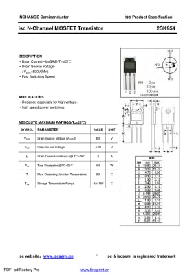 Транзистор 2SK954 TO-247