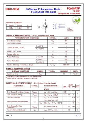 Транзистор P0920ATF ТO-220F