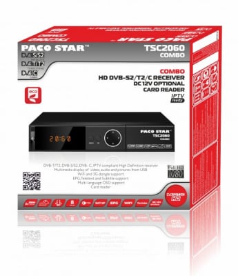 Декодер за цифрова телевизия DVB-T  tcs2060 combo hd dvb-s2/t2/c  card reader
