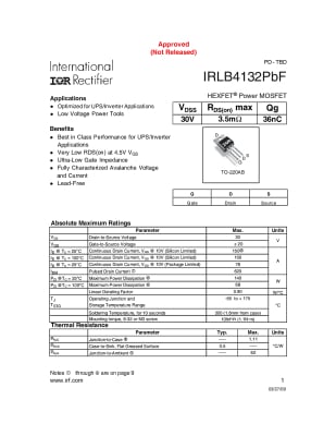 Tранзистор  IRLB4132 TO-220AB