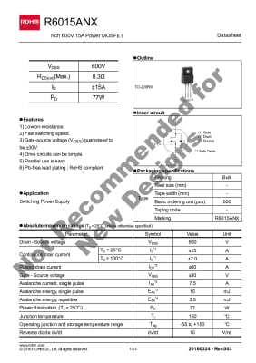 Транзистор R6015ANX TO-220F