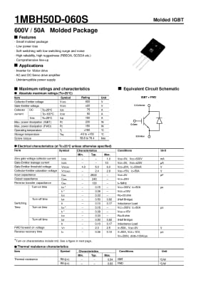 Транзистор IGBT 1MBH50D-060S  TO-264
