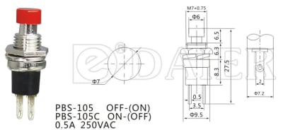 Бутон M7 0.5A PBS-105 Non-holding