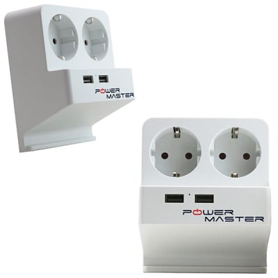 РАЗКЛОНИТЕЛ 2-ka PM-16892+ 2 USB 5V 2.1A STAND GSM