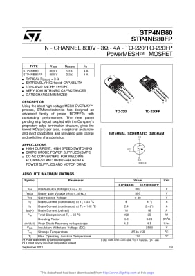 Tранзистор STP4NB80FP TO-220F