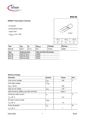 Транзистор BSS89 TO-92