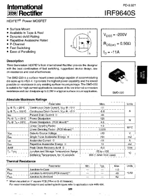Транзистор IRF9640S TO-263 D2PAK