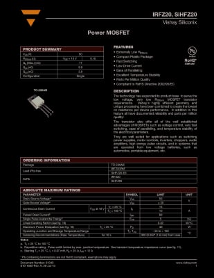 Транзистор IRFZ20 TO-220