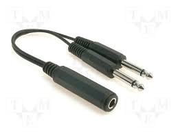 Кабел с накр. 6.3 mono Socket-2x6.3 mono Jack 0.2m