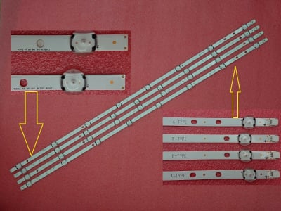 Диодни ленти комплект 4 бр/pcs 17DLB43VER3-A/B 43\" DRT UHD SET с лепенка за прикрепване