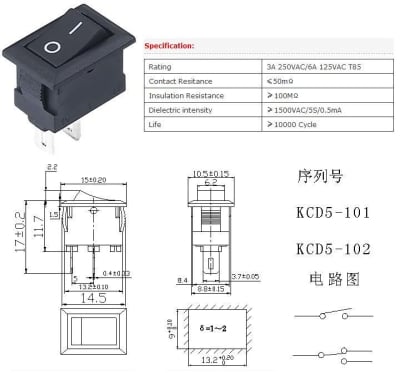 Бутон KCD-1  MINI ON/ON 3p