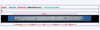 Диодни ленти комплект 14  бр/pcs LBM470P0301-N-2(R) + LBM470P1001-M-2(L)