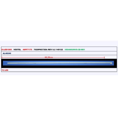 Диодни ленти комплект 48\'\' VNB 7020PKG 72EA REV0.2  E-LED1005 с лепенка за прикрепване