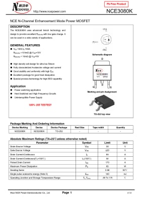 Транзистор NCE3080K TO-252D2PAK