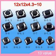 Бутон 4P 12x12 h4.3mm  пъпка 1mm
