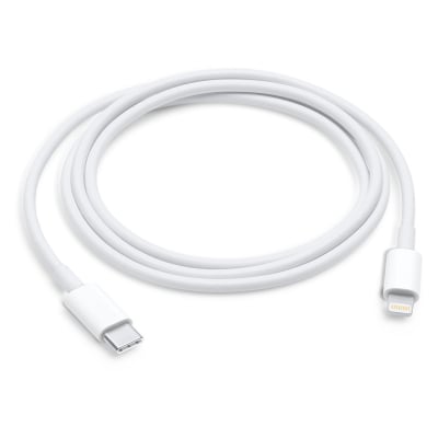 Кабел за зареждане/Дата, USB-C/ Type-C/-Lightning, 1м, бял