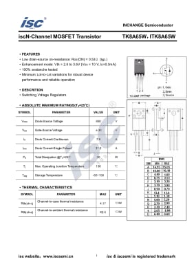 Транзистор TK8A65W TO-220F