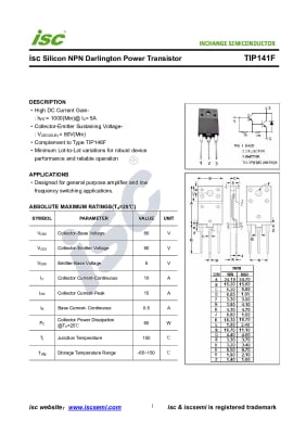 Транзистор TIP141F TO-3PF