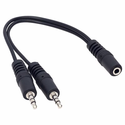 Слушалки Микрофон Конвертор 3.5mm Stereo Female X 2 Stereo Male Headset Microphone Speaker Splitter 20 cm