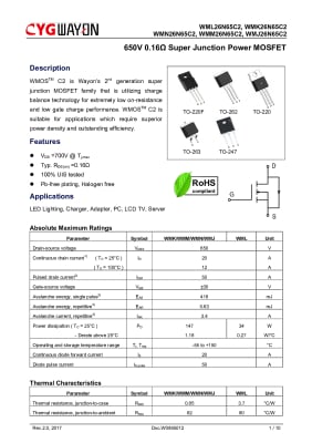 Транзистор WMK26N65C2  TO-220