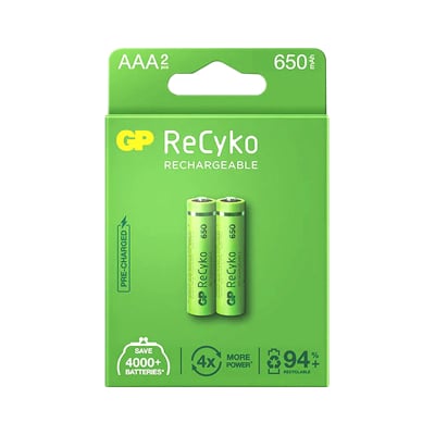 Батерия  2pcs. Gp Recyko 650 Mah R03 AAA