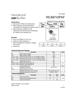 Tранзистор IRLB8743PBF
