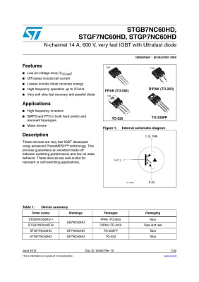 Tранзистор  IGBT STGP7NC60HD