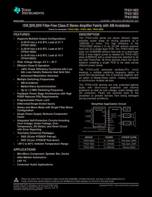 Интегрална схема TPA3130 32-PIN HTSSOP PACKAGE