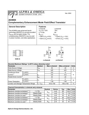 Транзистор AO4604 SO-8