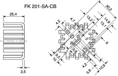 Алуминиев радиатор FK201SACB TO-3