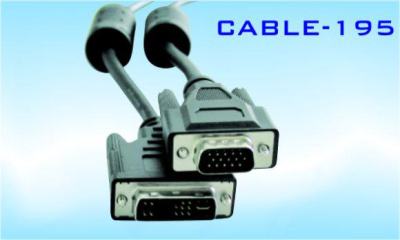 Кабел за монитор DVI(12+5) мъжки - VGA 15 пина мъжки 1.5m