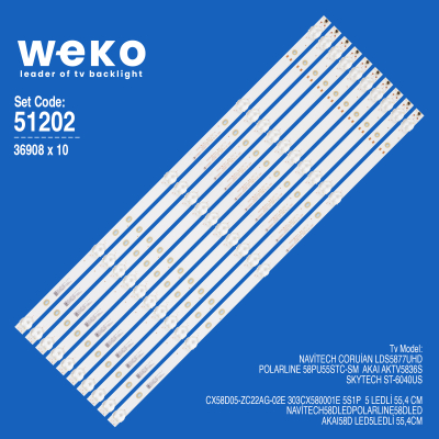 Диодни ленти комплект 10 бр./pcs 58” JL.D58051330-006AS-M_V01
