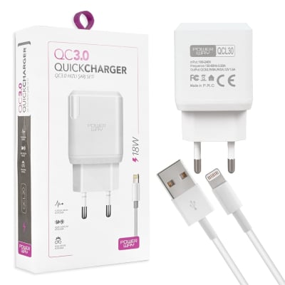 Kомплект зарядно Qcl30 Fast 3000 Ma 18w + кабел Iphone