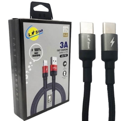 Плетен кабел LS-72 Type-C към Type-C Черен