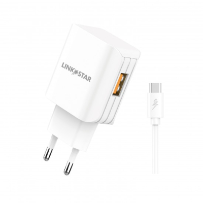Адаптер ADAPTER FAST CHARGER 5V 3A USB-A+CABLE TYPE-C TC-9