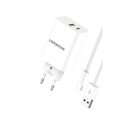Адаптер 25W 2изх. PD(25W)+QC3.0(20W) +CABLE USB-A TO TYPE-C 1M LS56