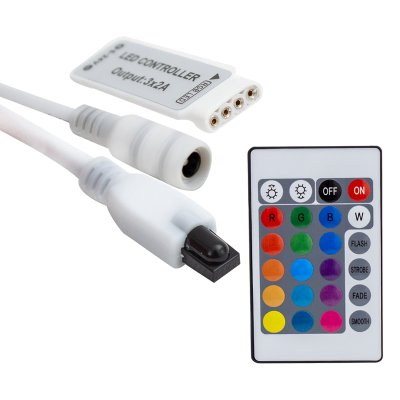 RF малък модулен LED контролер  5-12-24 волта 3x2 ампера с 24 бутона LED RGB