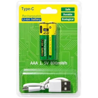 Батерия BP 1.5V AAA 800mWh  lithium rechargeable battery TYPE-C