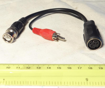 Кабел DIN кабел 6p гнездо - BNC щепсел + RCA щепсел, 0.2 м