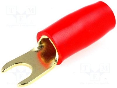 Кабелни обувки  вилкови; M4; 6mm2; позлатен; изолирана; черен