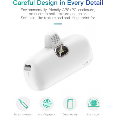 Компактна Външна батерия Powerbank PD20W LS-IP Lightning 5,000mAh - Бял