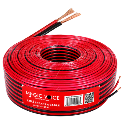 Прозрачен кабел за високоговорители 2x0.50 1m МЕДЕН CCA BLACK/RED