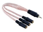 Кабел с накр. 3x3.5mm stereo female 0.2m