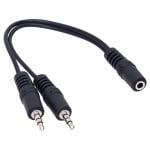 Слушалки Микрофон Конвертор 3.5mm Stereo Female X 2 Stereo Male Headset Microphone Speaker Splitter 20 cm