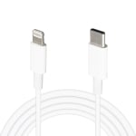 Кабел за зареждане/Дата, USB-C/ Type-C/-Lightning, 1м, бял