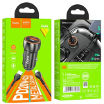 Зарядно за кола Dual Hoco Type C + USB QC3.0 Power Delivery 20W + кабел Usb-C към Lightning, Z46A